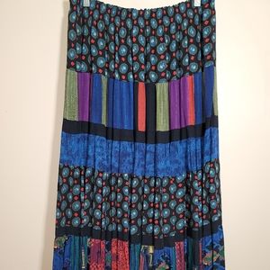 Vintage Carole Little Skirt Boho Pleated Maxi